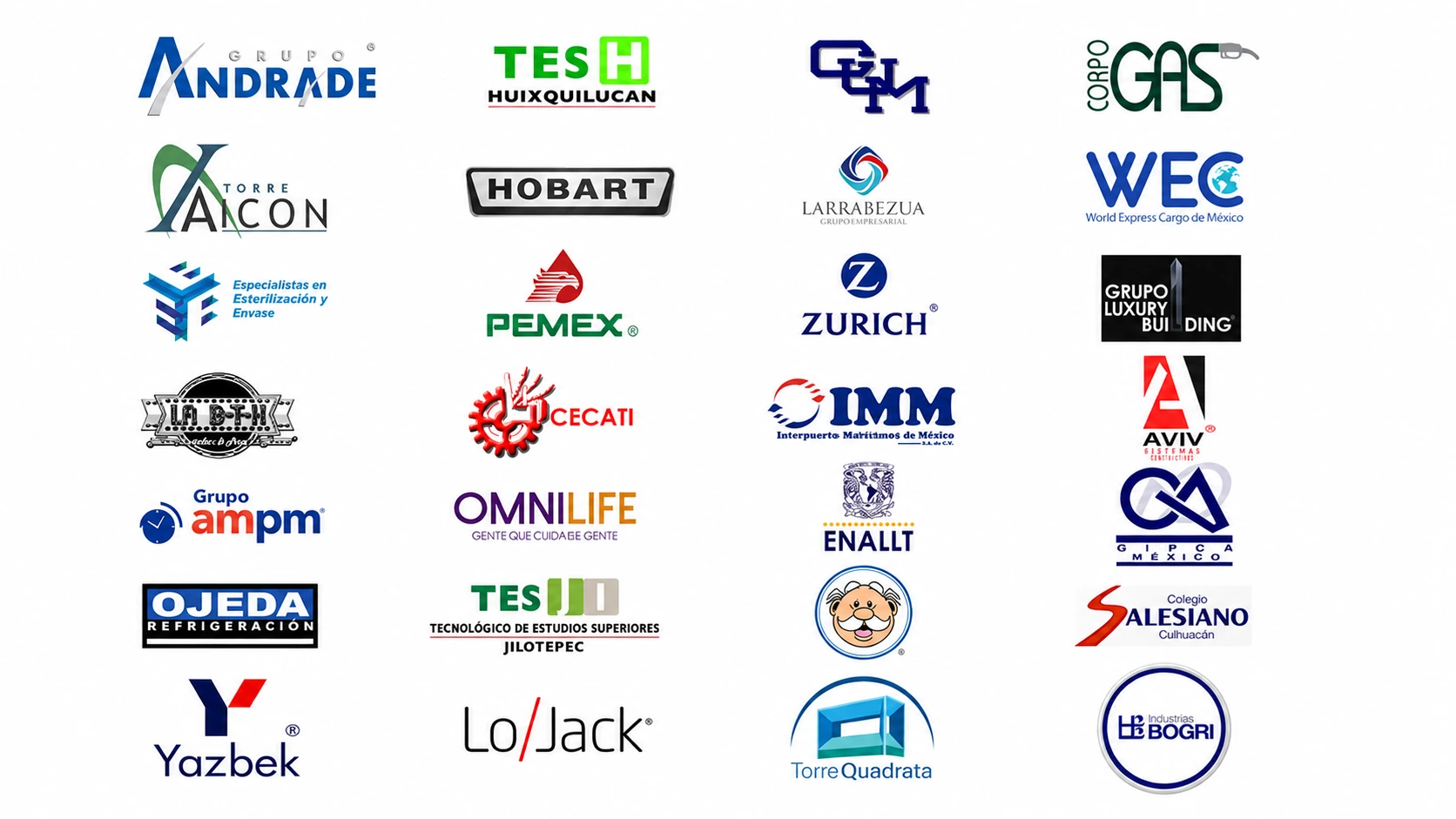 Logotipos de empresas e instituciones que han trabajado con SIIAV