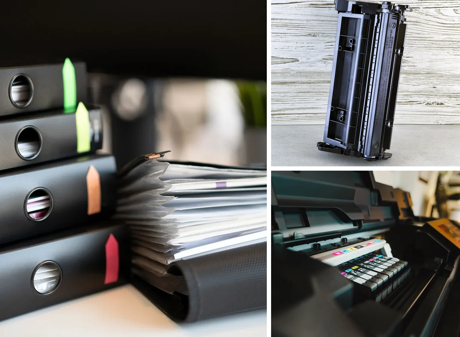 Papelería, archivo y consumibles preparados para un requerimiento empresarial
